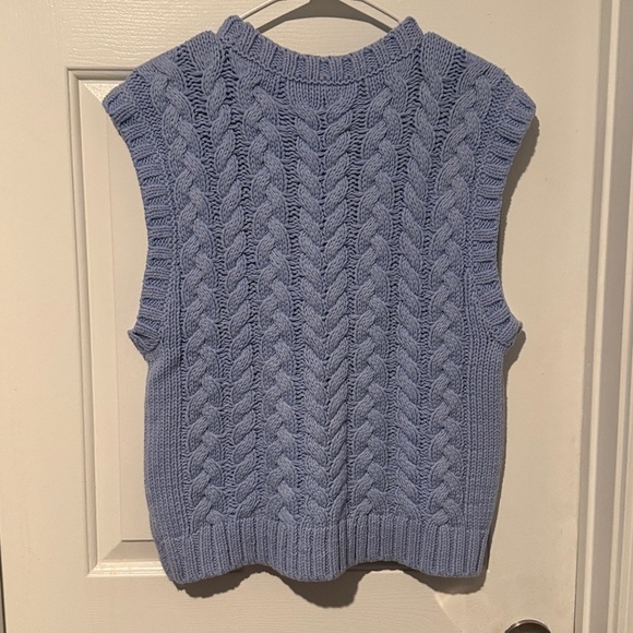 Talbots Sweater Vest Womens Size Medium Light Blue Academia Preppy Casual NWT - Picture 7 of 10